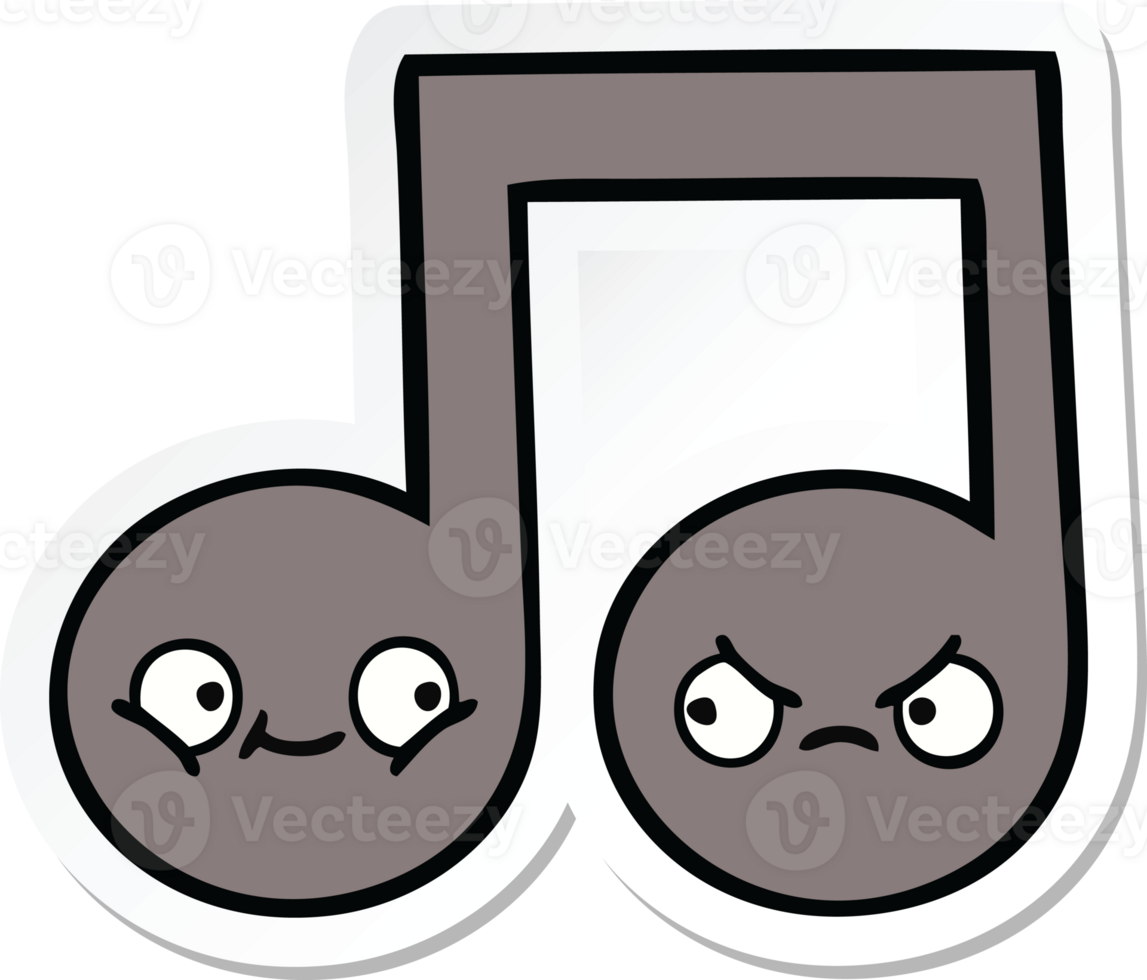 sticker of a cute cartoon musical note png