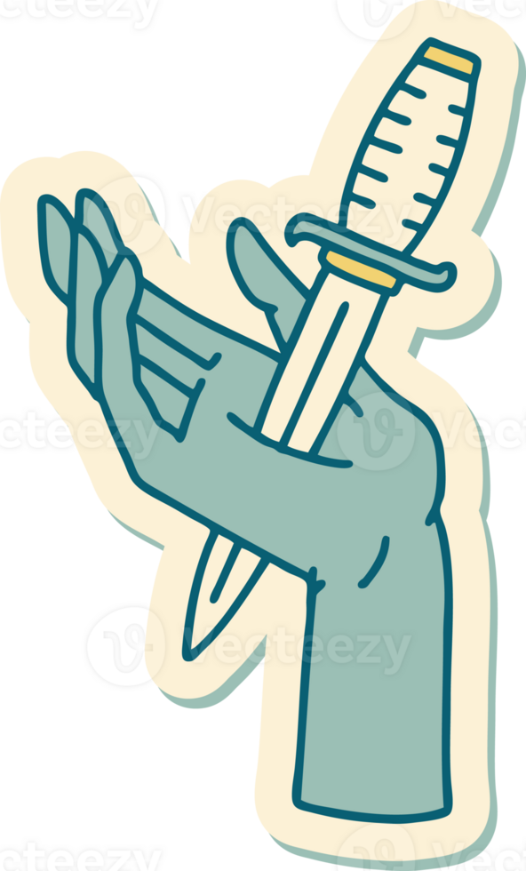 sticker of tattoo in traditional style of a dagger in the hand png