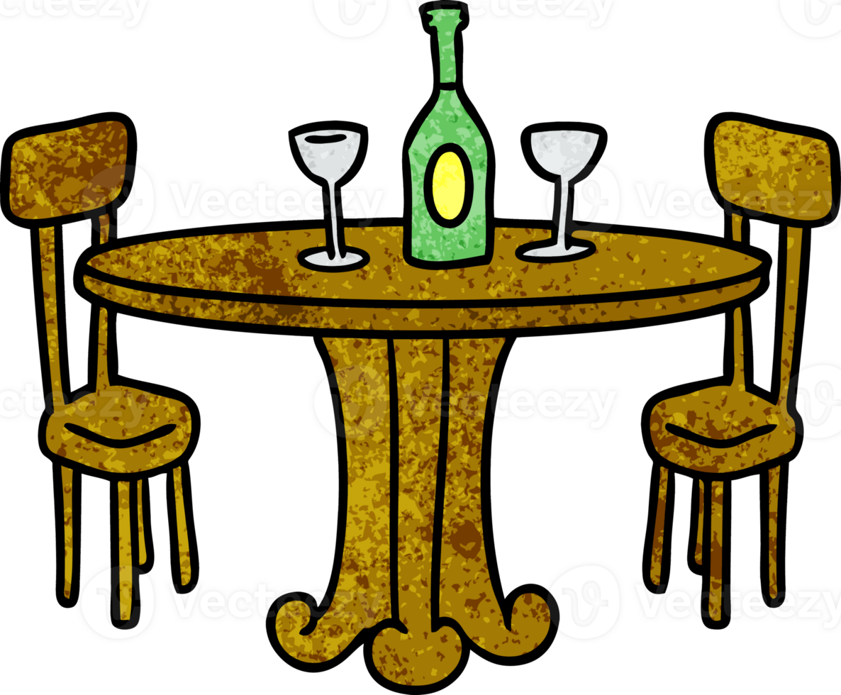 hand drawn textured cartoon doodle dinner table and drinks png