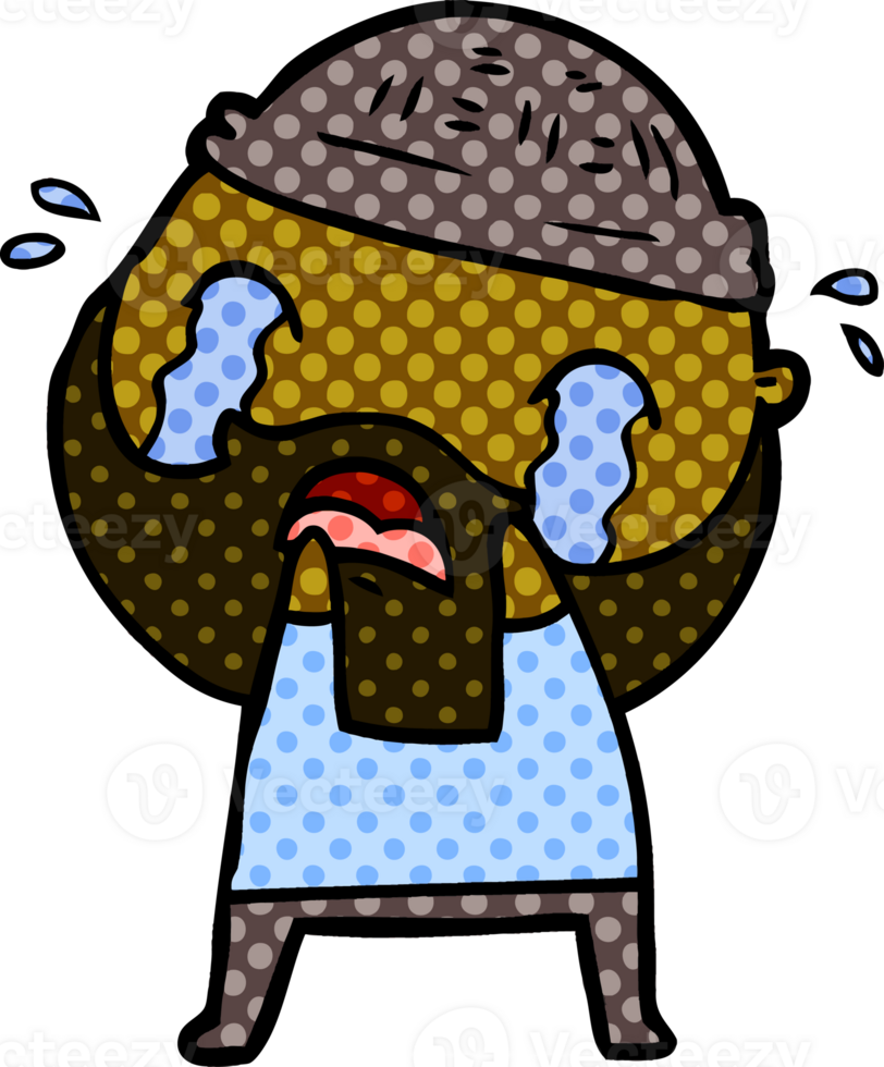 cartoon bearded man crying png