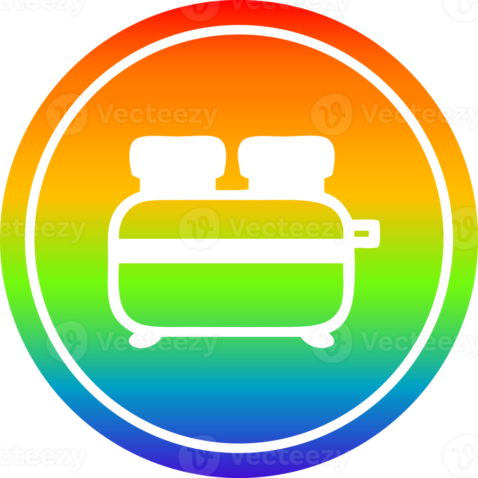 brûlé pain grillé circulaire icône avec arc en ciel pente terminer png