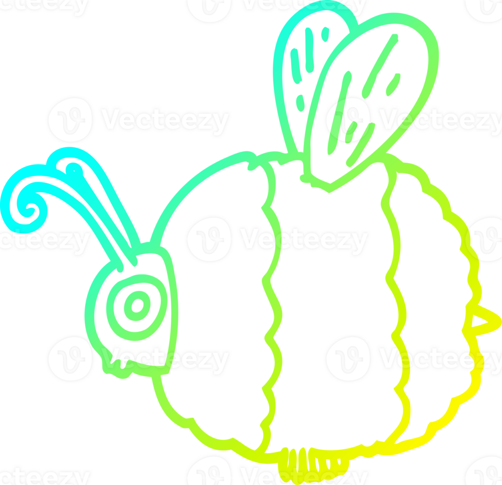 cold gradient line drawing of a cartoon bee png
