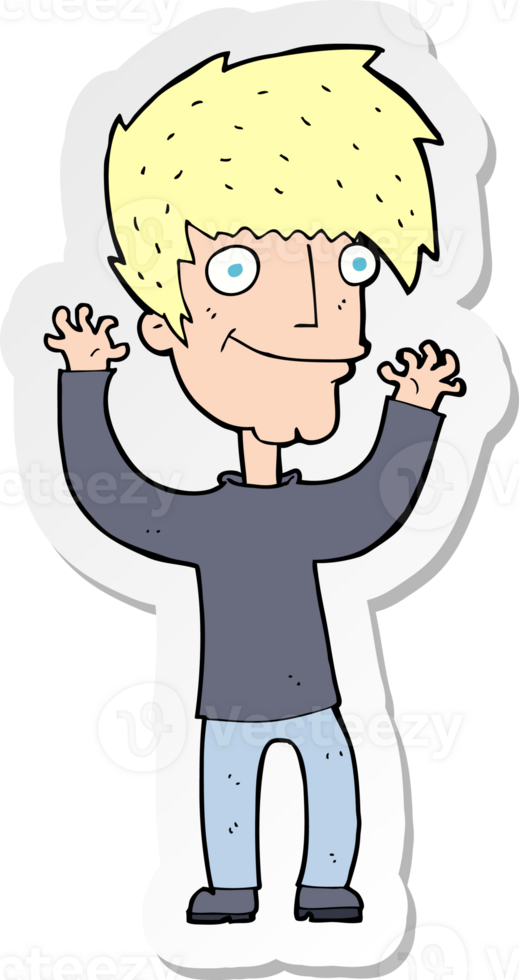 sticker of a cartoon man waving arms png