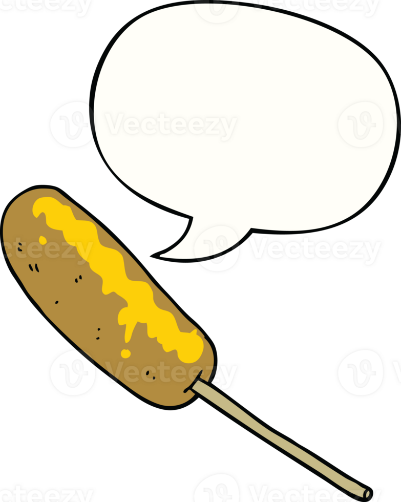 cartoon hotdog on a stick with speech bubble png