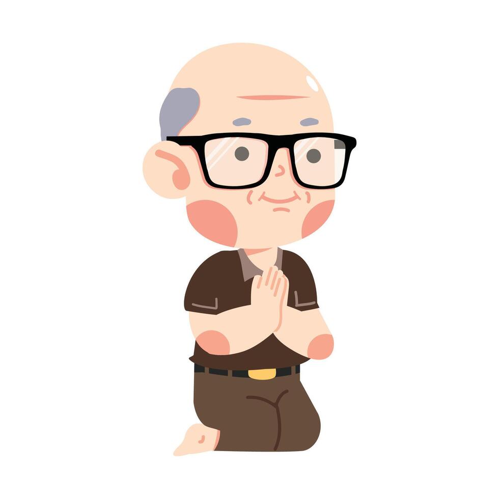 old man Praying Sitting on the Floor vector