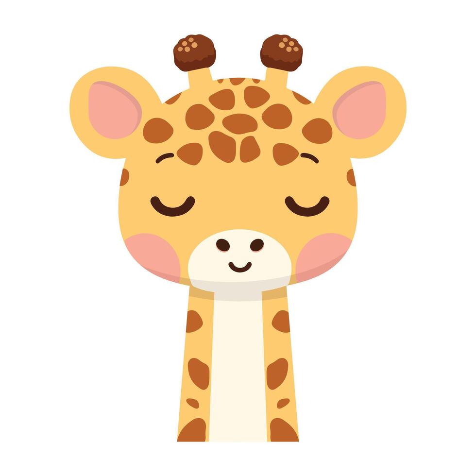 Cute giraffe head Cartoon flat vector
