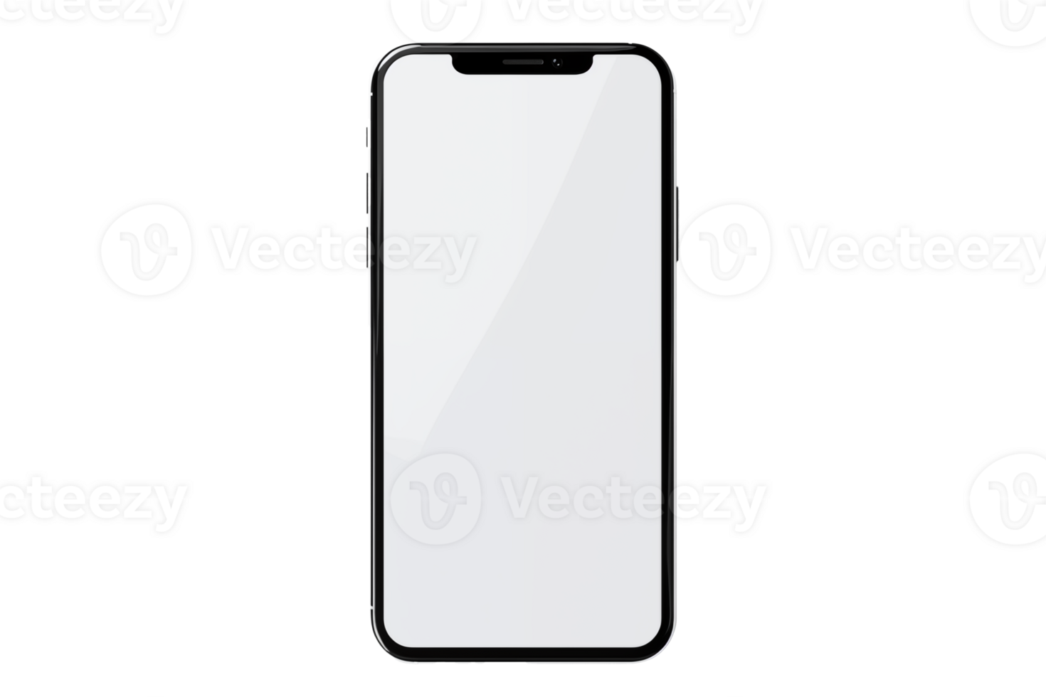 Mobile phone mockup on transparent background, white blank screen for text, mobile app design and advertising, online marketing png