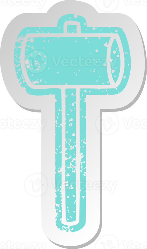 distressed old cartoon sticker of a mallet png