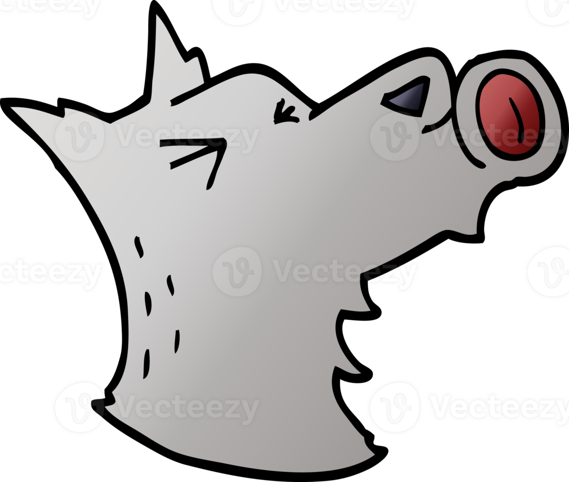 cartoon doodle howling wolf png