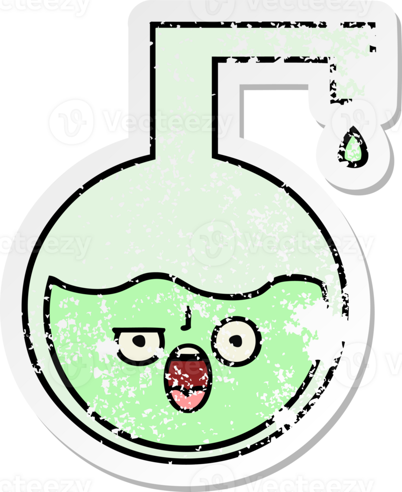 distressed sticker of a cute cartoon science experiment png