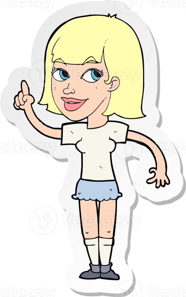 sticker of a cartoon pretty girl with idea png