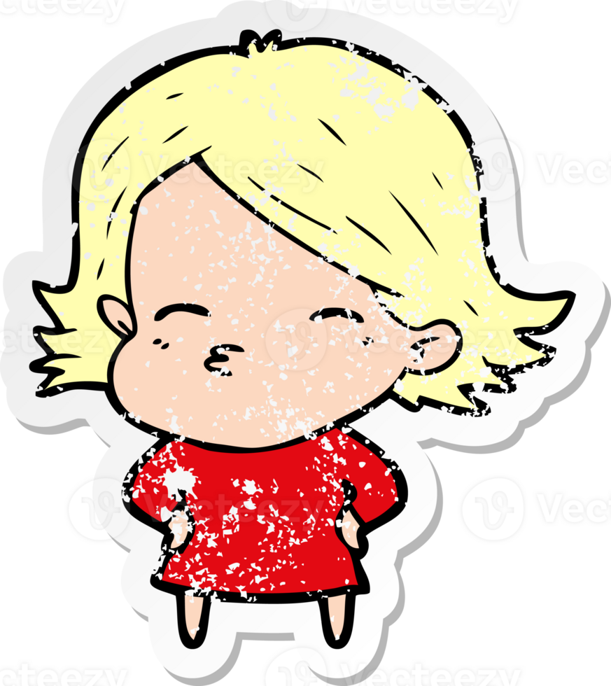 distressed sticker of a cartoon woman png