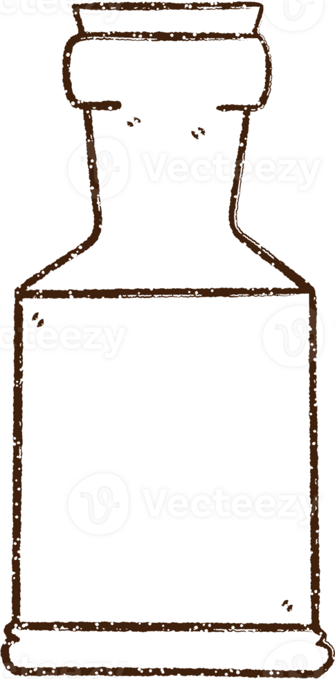 Corked Bottle Charcoal Drawing png