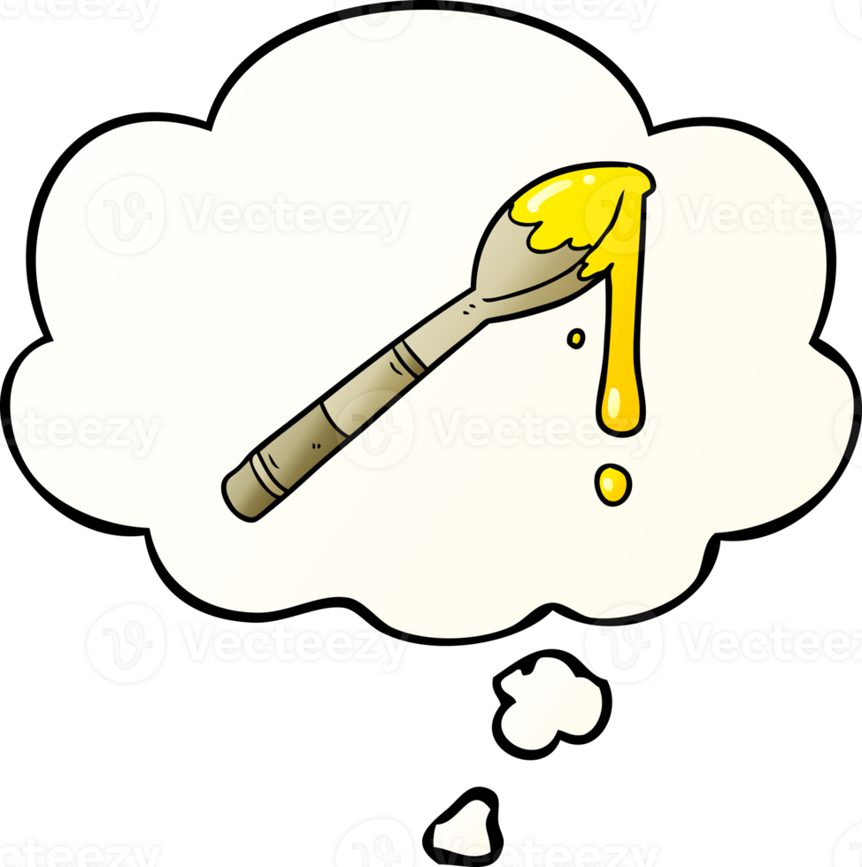 cartoon spoonful of honey with thought bubble in smooth gradient style png
