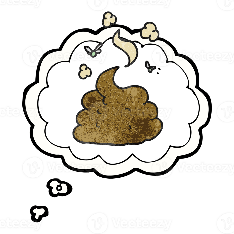 hand drawn thought bubble textured cartoon gross poop png