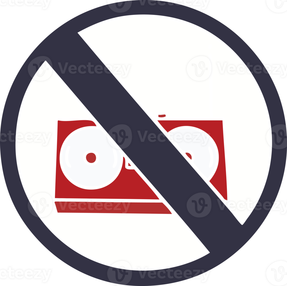 flat color retro cartoon of a no radio allowed sign png