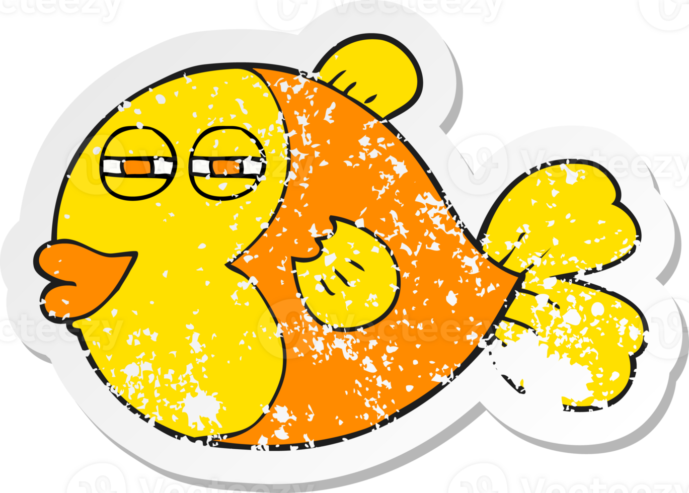 retro distressed sticker of a cartoon fish png