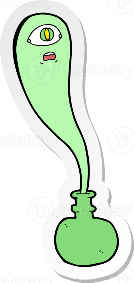 sticker of a cartoon halloween ghost in bottle png