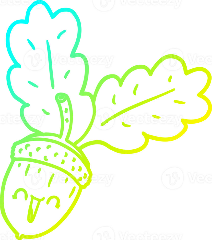 cold gradient line drawing of a cartoon acorn png