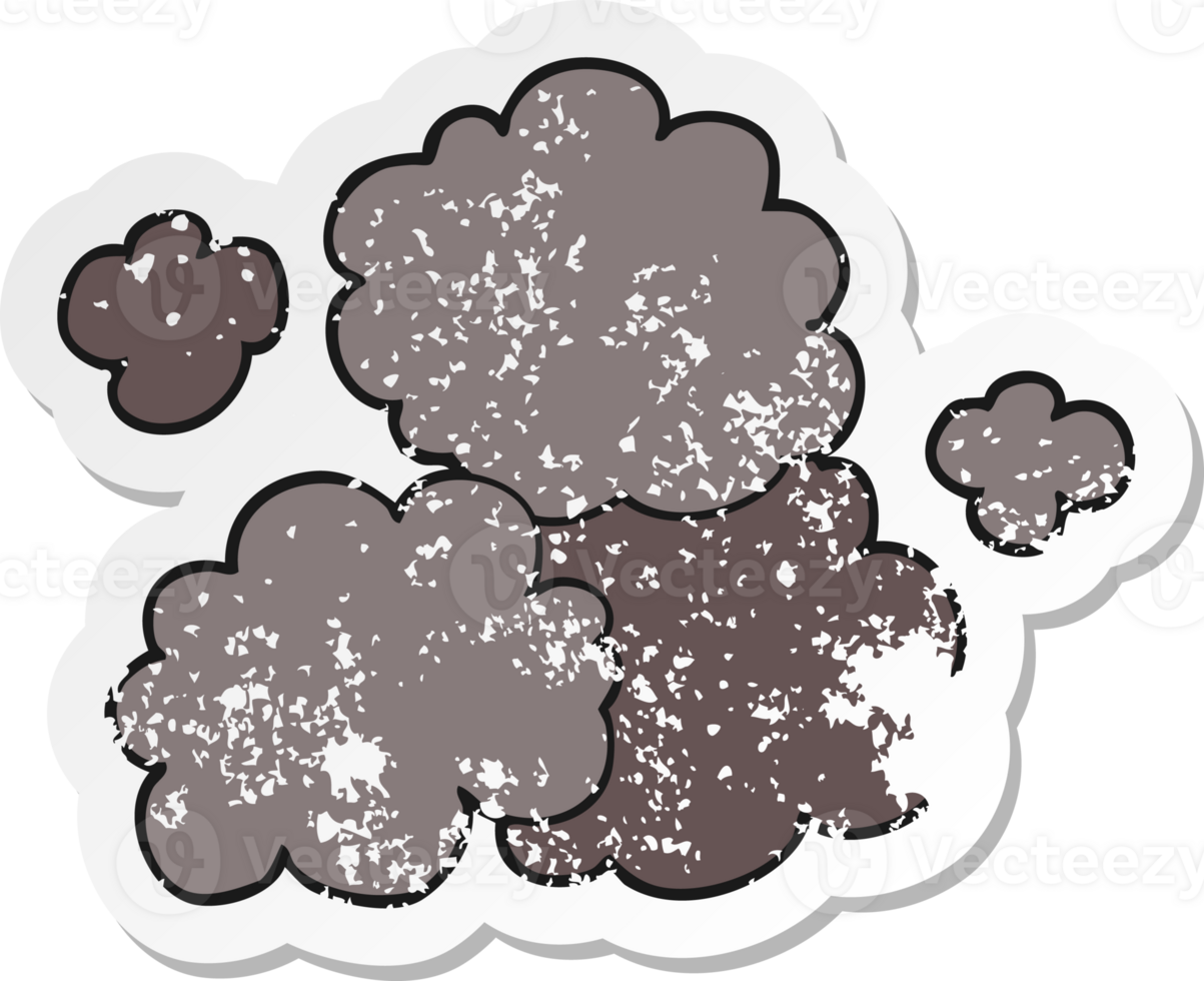 retro distressed sticker of a cartoon smoke cloud png