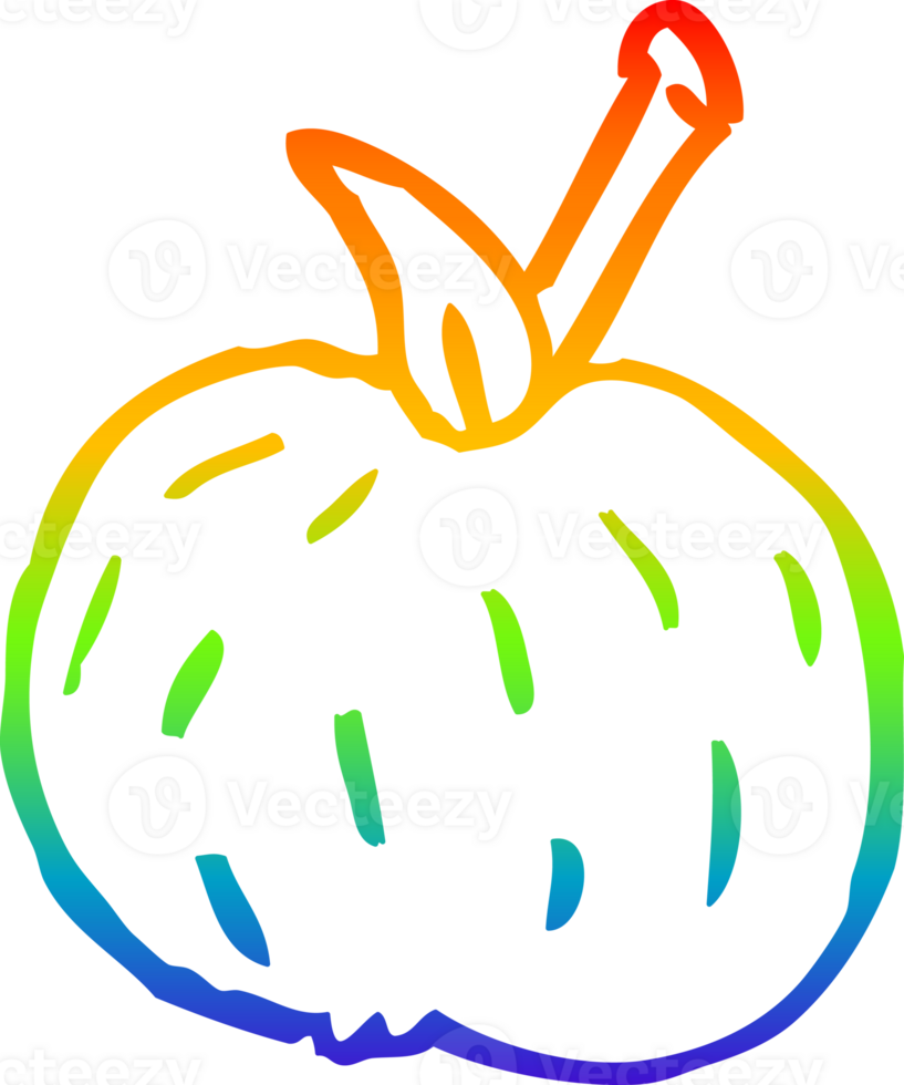 rainbow gradient line drawing of a cartoon organic orange png