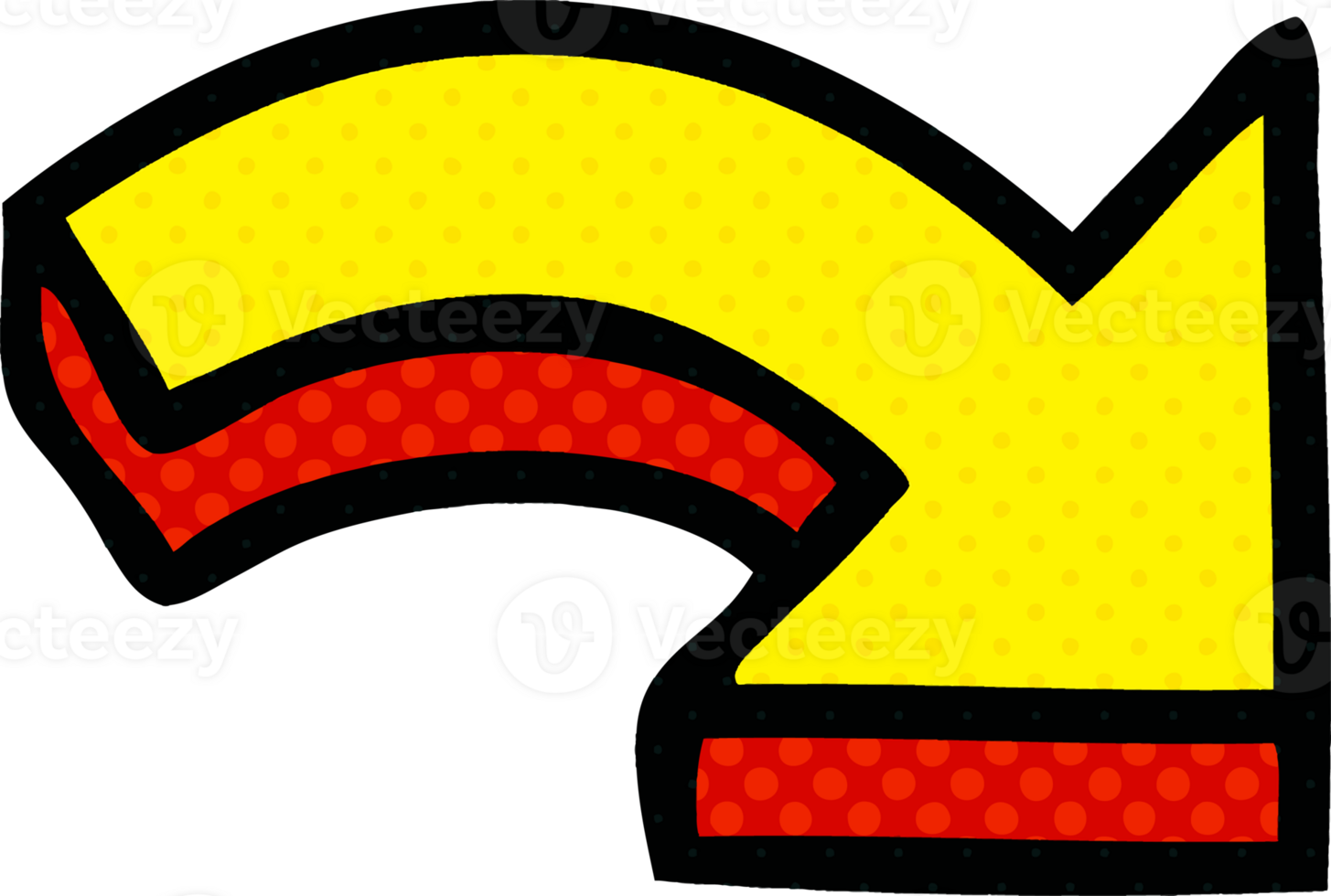 comic book style cartoon of a directional arrow png