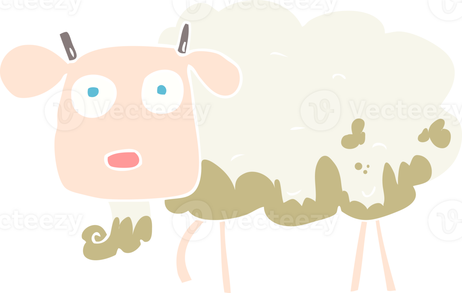 flat color illustration of muddy goat png