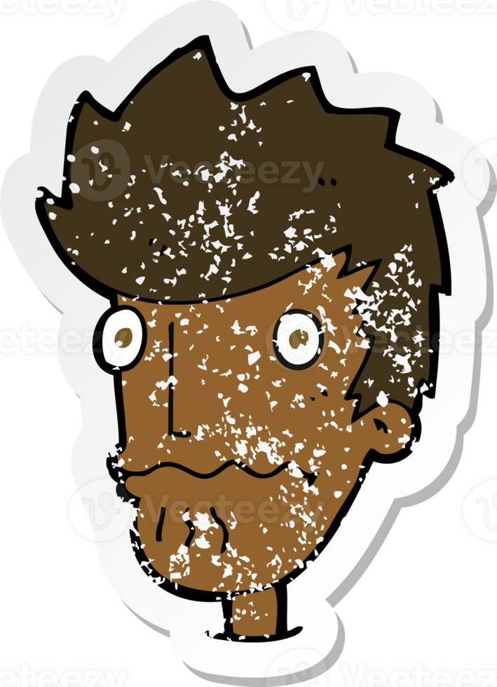 retro distressed sticker of a cartoon nervous man png