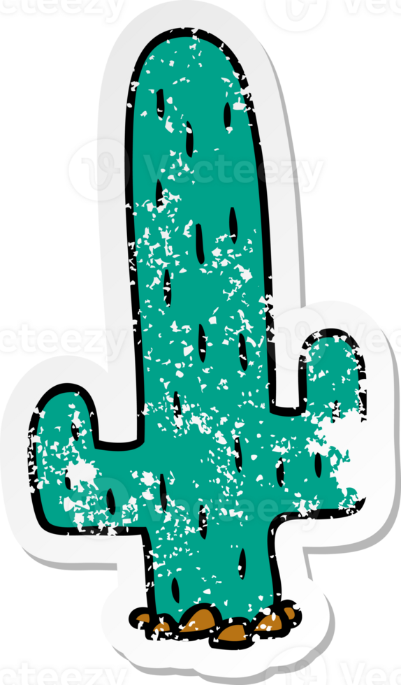 hand drawn distressed sticker cartoon doodle of a cactus png