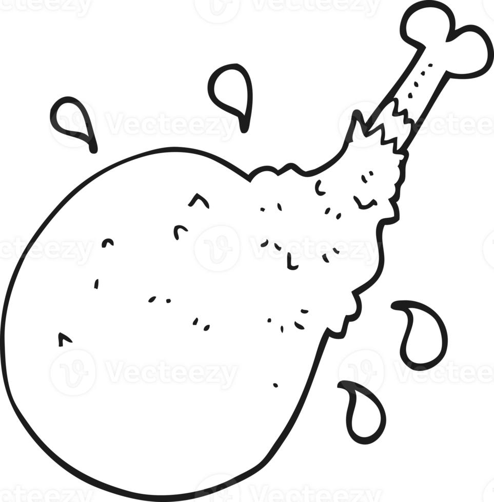 hand drawn black and white cartoon meat png