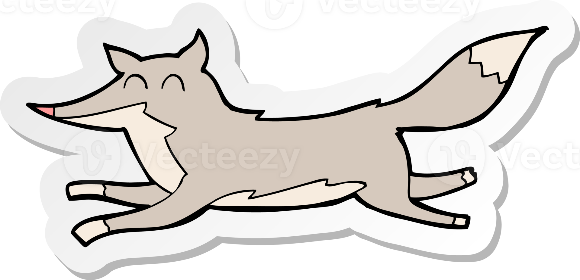 sticker of a cartoon running wolf png