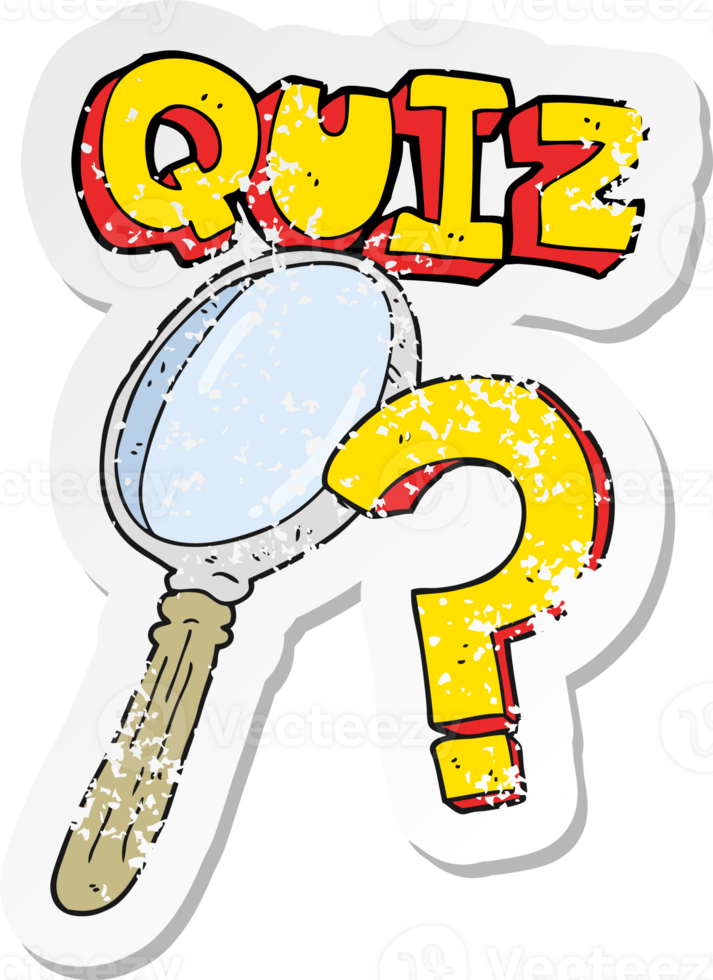 retro distressed sticker of a cartoon quiz symbol png