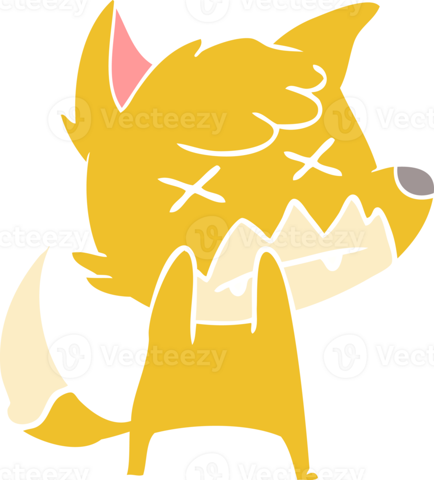flat color style cartoon dead fox png