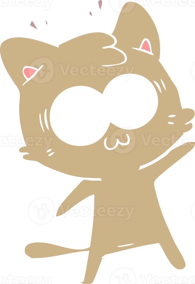 flat color style cartoon surprised cat png