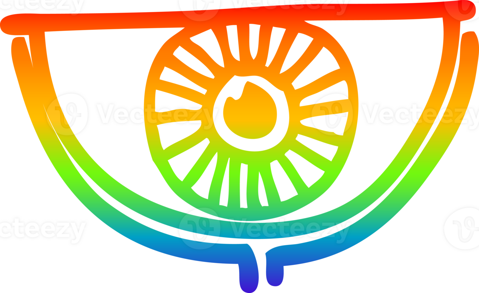 rainbow gradient line drawing of a cartoon eye symbol png