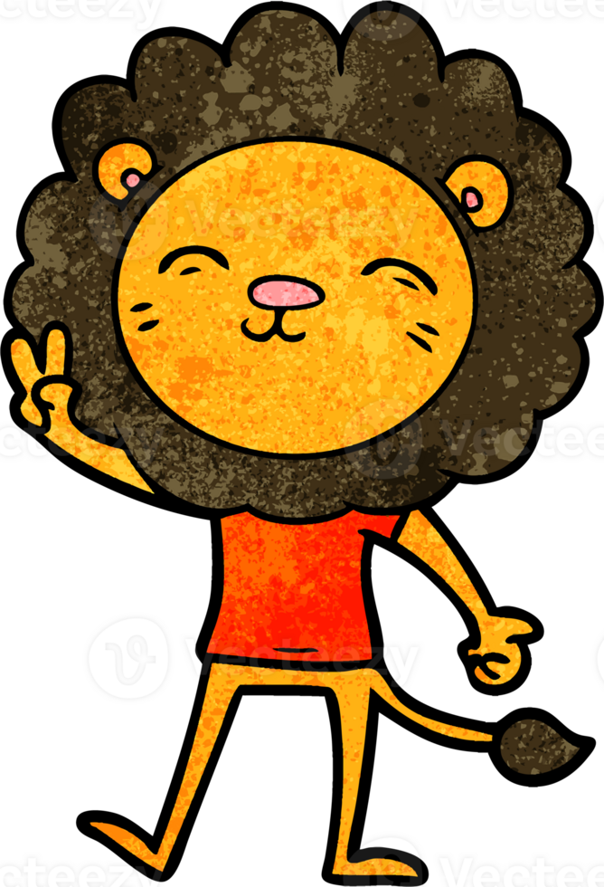 cartoon lion giving peac sign png