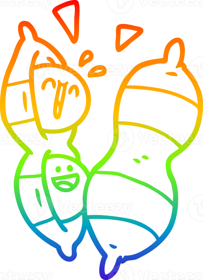 rainbow gradient line drawing of a cartoon peanuts png