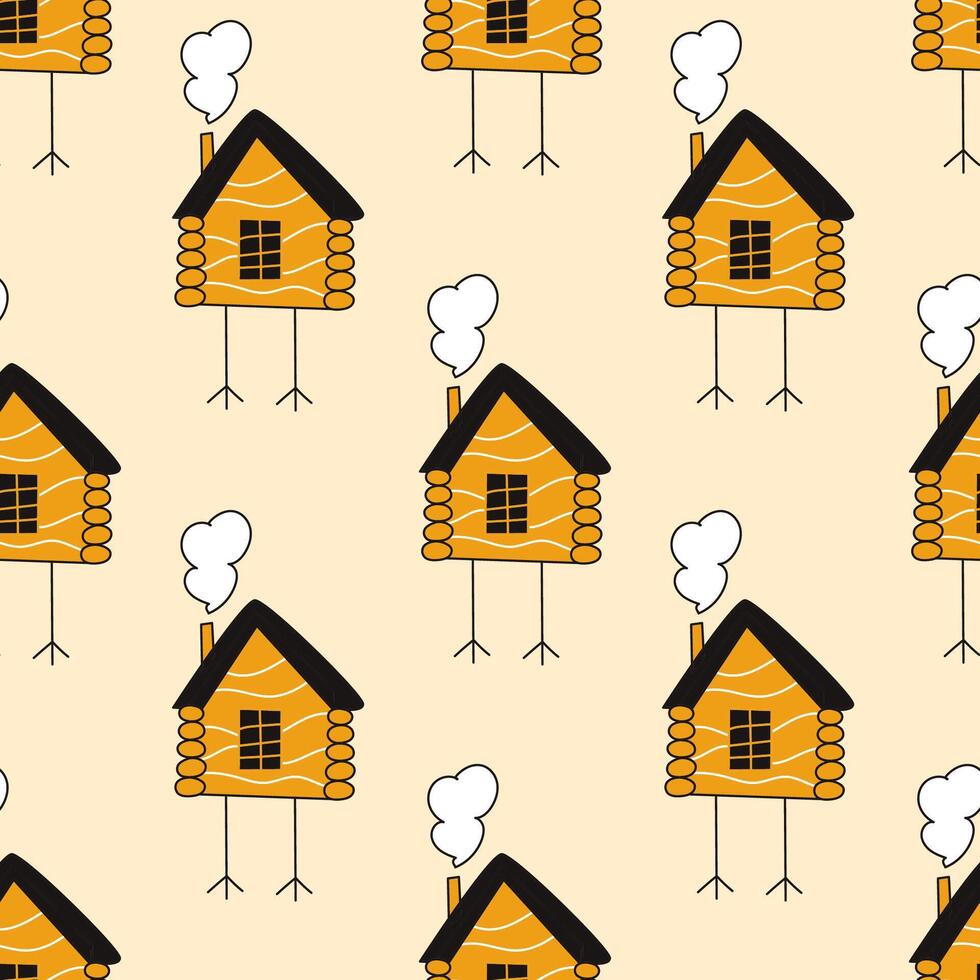 Pattern with hand drawn witch huts vector