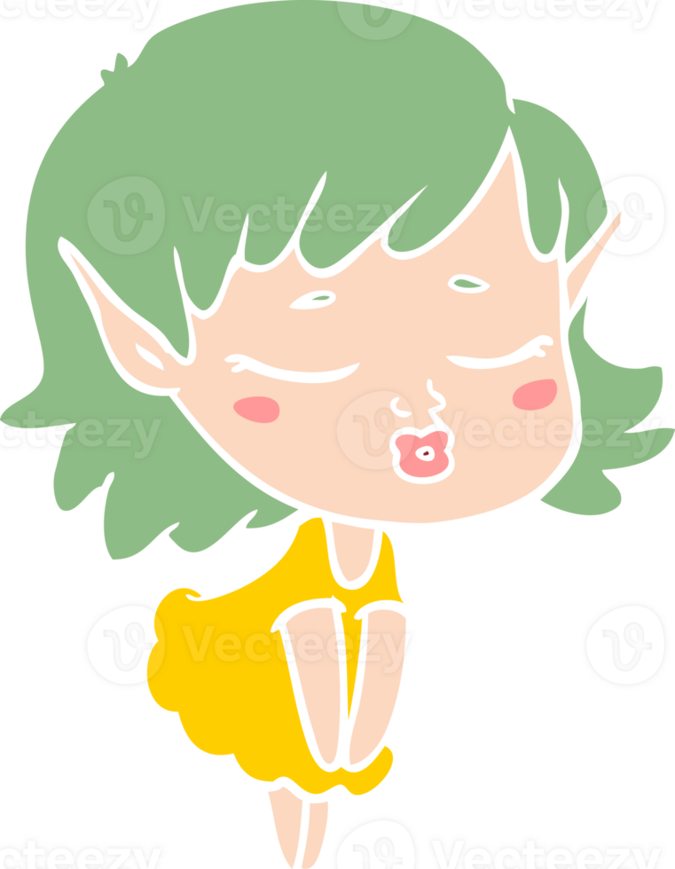pretty flat color style cartoon elf girl png