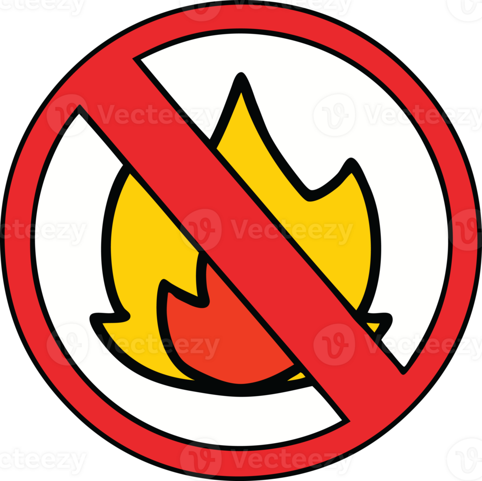 cute cartoon of a no fire allowed sign png