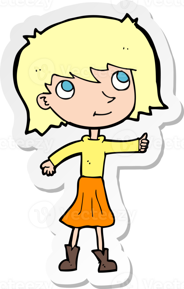 sticker of a cartoon happy girl png