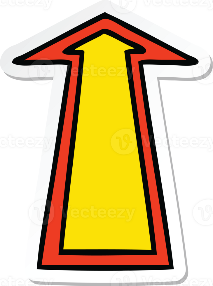 sticker of a quirky hand drawn cartoon arrow png