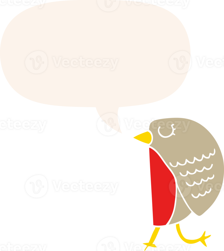 cartoon bird with speech bubble in retro style png