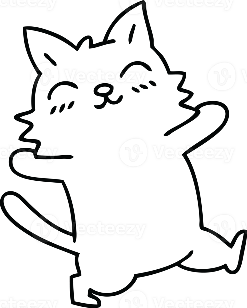 line drawing quirky cartoon cat png