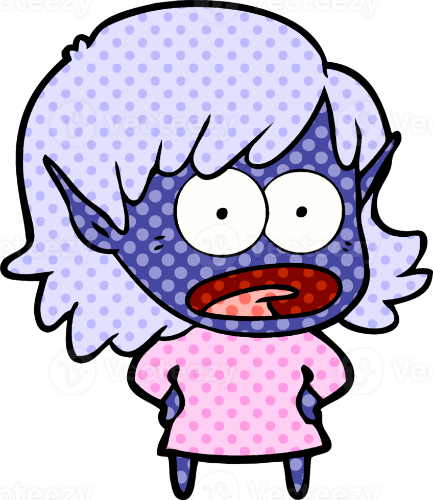 cartoon shocked elf girl png