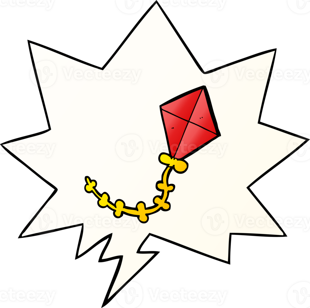 cartoon kite with speech bubble in smooth gradient style png