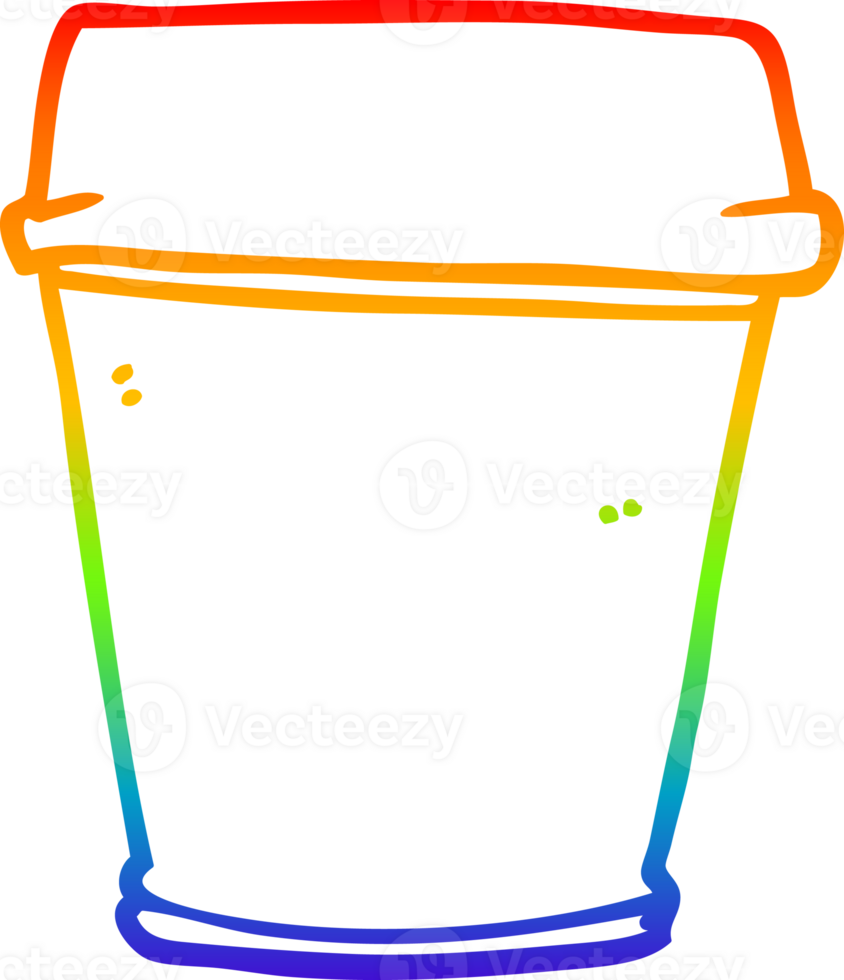 rainbow gradient line drawing of a cartoon take out coffee png