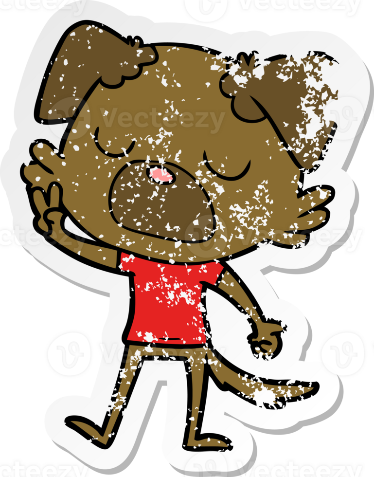 distressed sticker of a cartoon dog png