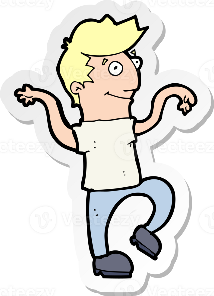 sticker of a cartoon happy man doing funny dance png