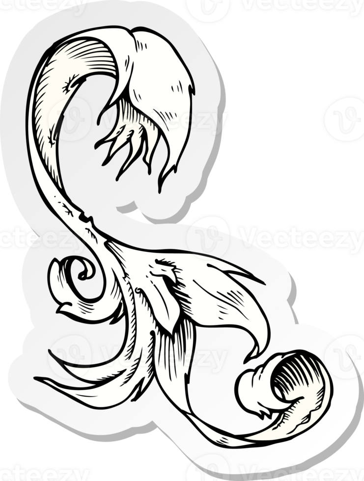 sticker of a traditional hand drawn floral swirl png